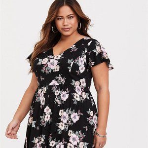 Torrid Black Floral Challis Maxi Dress